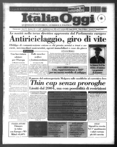 Italia oggi : quotidiano di economia finanza e politica